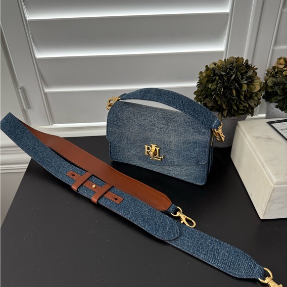 NWOT Lauren Ralph Lauren Washed Denim Small Tayler Crossbody Bag✨ Brand New - Picture 6 of 16
